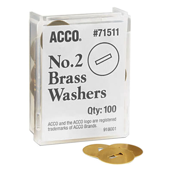 Acco 71511 1/2" Two-Piece Paper Fastener Gold Washer - 100/Box