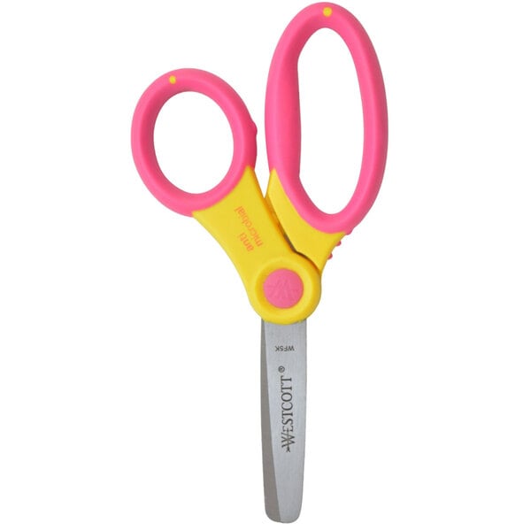 Westcott 14596 5" Stainless Steel Blunt Tip Kids Scissors with Antimicrobial Protection and Soft Handle