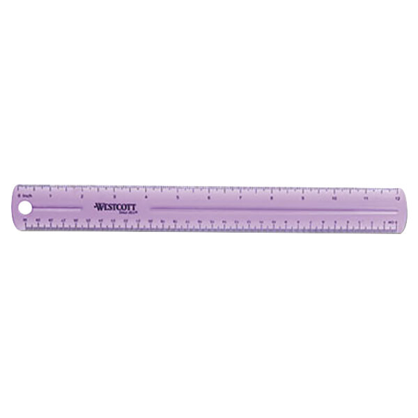 Westcott 12975 12" Jewel Colored Plastic Ruler - 1/16" Standard Scale
