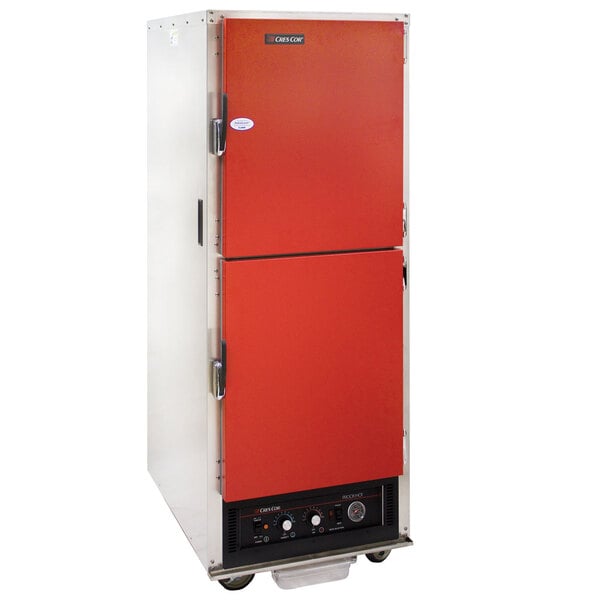 Cres Cor H-135-WUA-11-R Red AquaTemp Insulated Full Height Aluminum Holding Cabinet with Adjustable Humidity and Solid Dutch Doors - 120V, 2000W