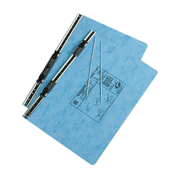 Acco 54042 8 1/2" x 14 7/8" Side Bound Hanging Data Post Binder - 6" Capacity with 2 Fasteners, Light Blue