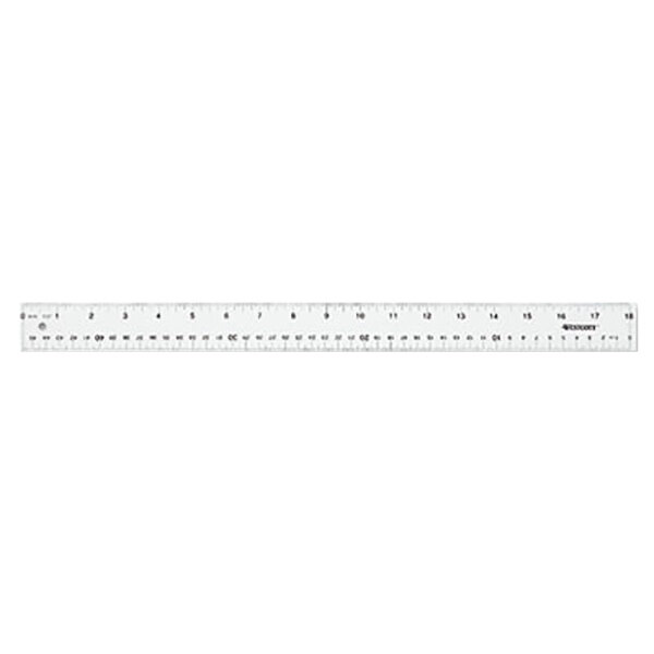 Westcott 10564 18" Clear Acrylic Ruler with Hanging Hole - 1/16" Standard Scale