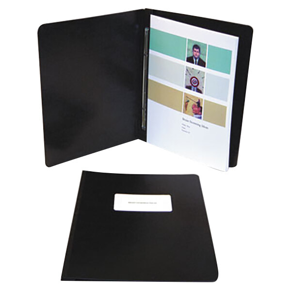 Acco 30071 8 1/2" x 14" Black Presstex Side Bound Legal Report Cover