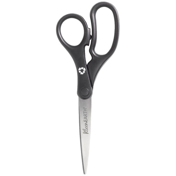 Westcott 15585 KleenEarth 8" Stainless Steel Pointed Tip Scissors with Black Straight Recycled Plastic Handle   - 3/Pack