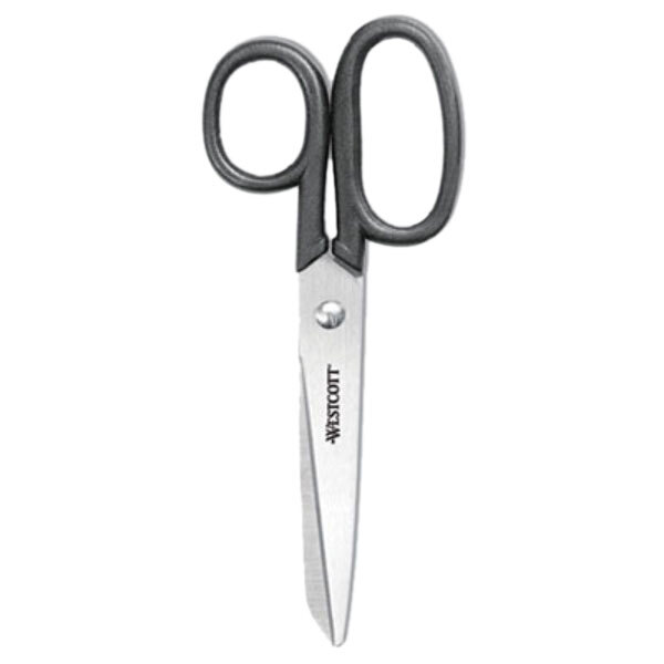 Westcott 19016 Kleencut 6" Stainless Steel Pointed Tip Shears with Black Straight Handle