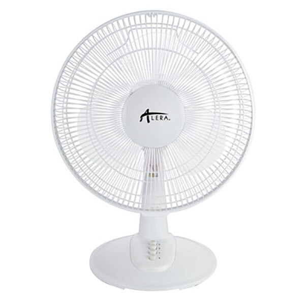 Alera ALEFAN122W 12" White Three Speed Oscillating Plastic Desk Fan