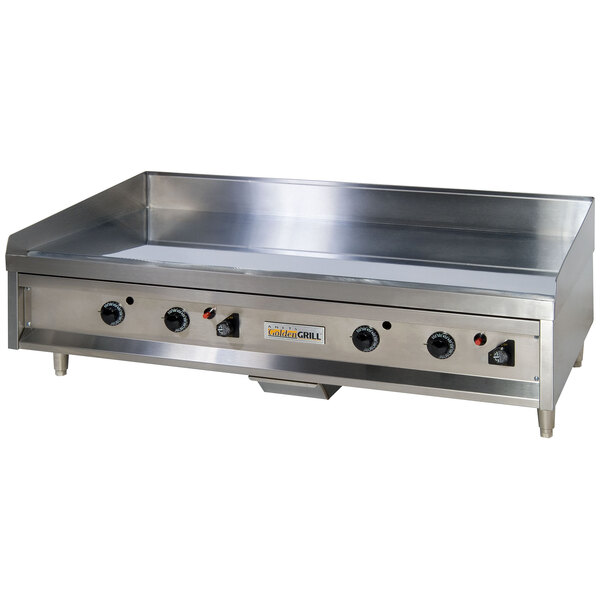 Anets A24X48AGC 48" Natural Gas Chrome Countertop Griddle with Thermostatic Controls - 120,000 BTU