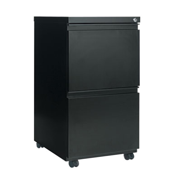 Alera Alepbffbl Black Two 12 Drawer Metal Pedestal File With Full