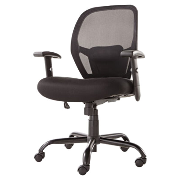 Alera ALEMX4517 Merix Black MidBack Big & Tall Mesh Office Chair with Adjustable Arms and Black