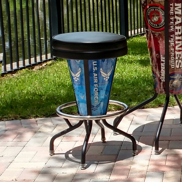 Holland Bar Stool L500030AirForBlkVinyl United States Air Force Indoor / Outdoor LED Bar Stool