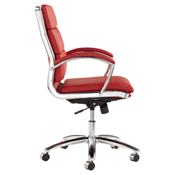 Alera ALENR4239 Neratoli MidBack Red Leather Office Chair with Fixed