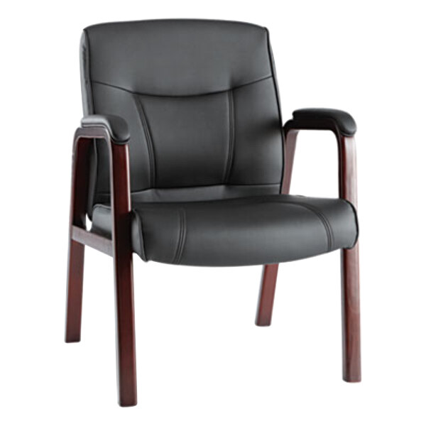 Alera ALEMA43ALS10M Madaris Black Leather Arm Chair