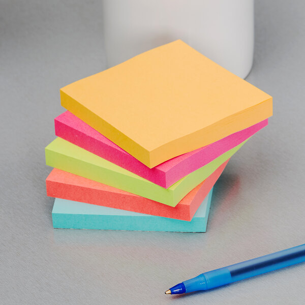(8 Pads) Sticky Notes 3x3 in 75 Sheets/Pad, Self-Sticky Note Pads, 8 Bright Colors Super Sticky Pads - Easy to Post for School, Office Supplies