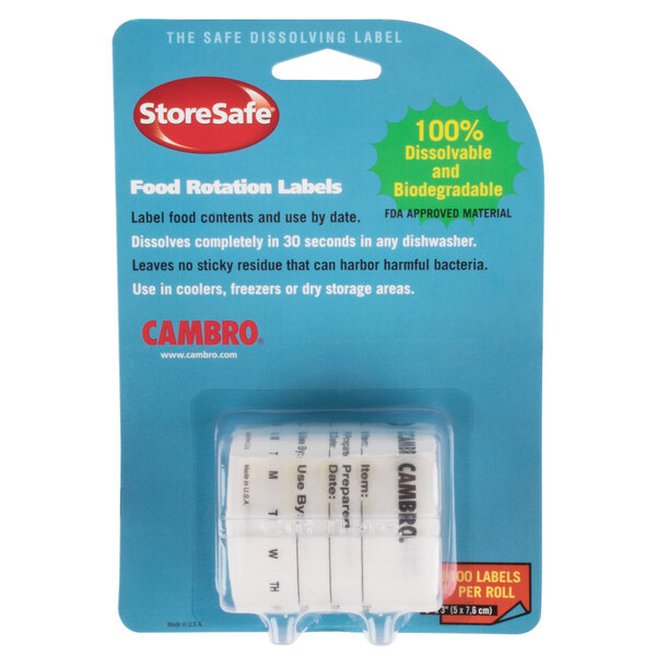 Cambro 23SL 100 Count StoreSafe 3" x 2" Printed Dissolvable Product