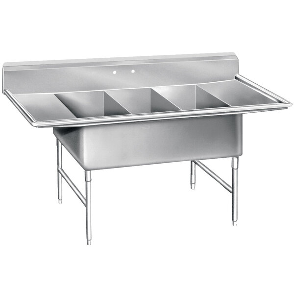 Advance Tabco K7-3-1432-18RL 16 Gauge Three Compartment Stainless Steel Super Size Sink with Two Drainboards - 78"