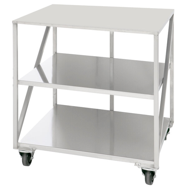 Doyon PIZ6B 47" x 35" Mobile Stainless Steel Equipment Stand with 2 Undershelves