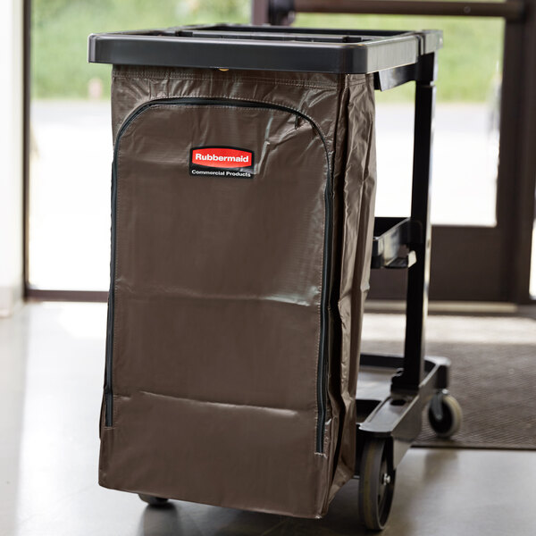 Rubbermaid 1966885 34 Gallon Brown High Capacity Vinyl Janitor Cart Bag