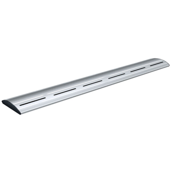 A long silver metal curved strip with holes.