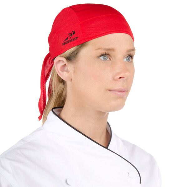Headsweats Red Customizable Eventure Fabric Adjustable Chef Bandana / Do Rag