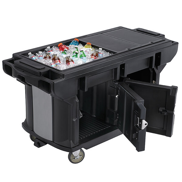 Cambro VBRUTHD5110 Black 5' Versa Ultra Work Table with Storage and Heavy-Duty Casters