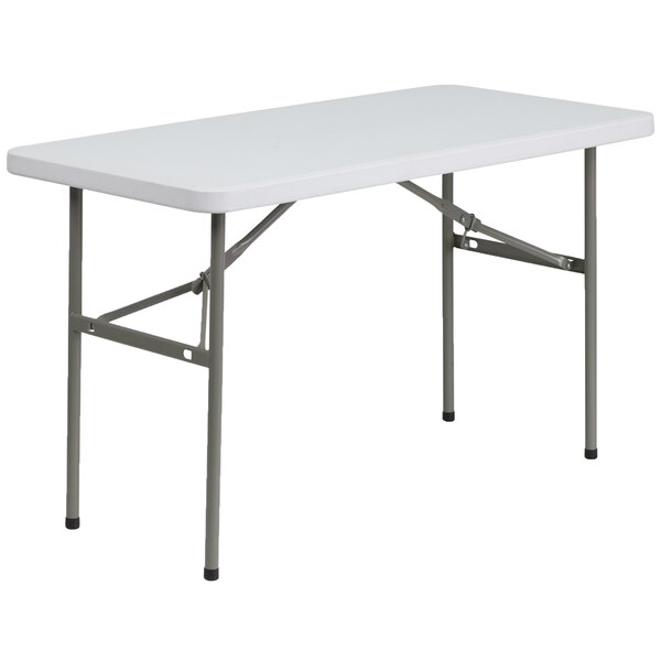 Flash Furniture DAD-YCZ-122-2-GG 24" x 48" Granite White Heavy-Duty Molded Plastic Folding Table