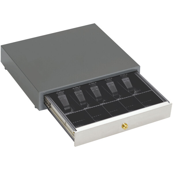 An Advance Tabco undermount cash drawer with four compartments.