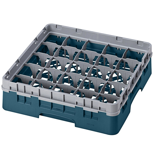 Cambro 25S318414 Camrack 3 5/8" High Customizable Teal 25 Compartment Glass Rack