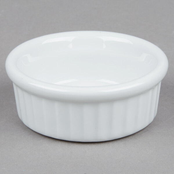 Tuxton BPX0162 1.5 oz. Porcelain White Fluted China Ramekin 48/Case