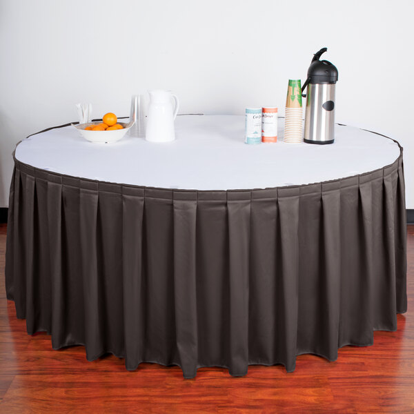 Snap Drape 5412GC29B3-512 Wyndham 21' 6" x 29" Charcoal Box Pleat Table Skirt with Velcro® Clips