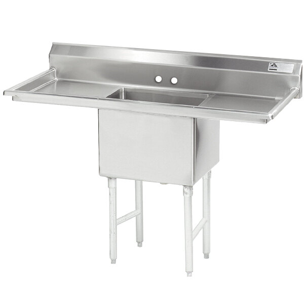 Advance Tabco FS-1-3024-24RL Spec Line Fabricated One Compartment Pot Sink with Two Drainboards - 78"