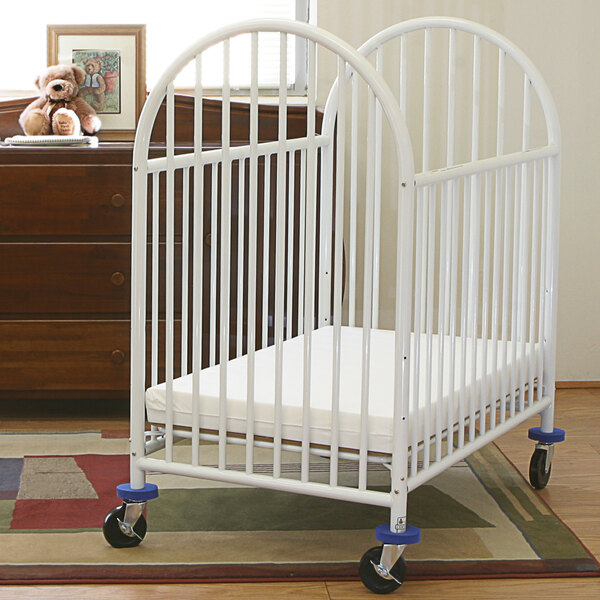 L.A. Baby 24" x 38" White Deluxe Arched Mini-Crib with 3" Mattress