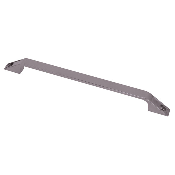 A long rectangular metal push handle for a steam table on a white background.