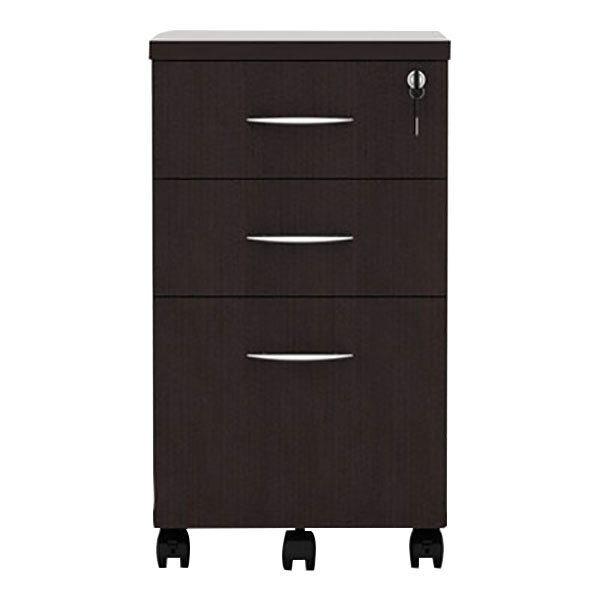 Alera ALEVA572816ES Valencia Espresso Mobile ThreeDrawer Pedestal 15 7/8" x 20 1/2" x 28 3/8"