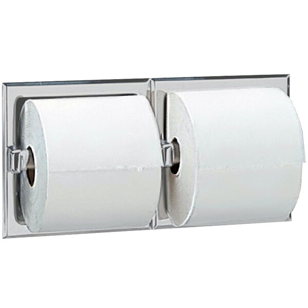 Bobrick B6977 Recessed Double Toilet Tissue Dispenser with Satin Finish