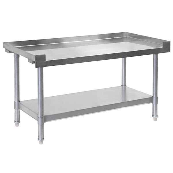A Bakers Pride stainless steel equipment stand with a shelf.