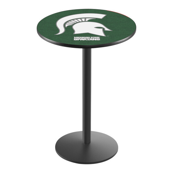 A Holland Bar Stool Michigan State University pub table with a green and white logo.