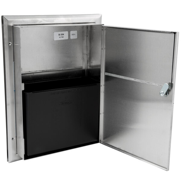 Bobrick B354 ClassicSeries PartitionMounted Sanitary Napkin Disposal with Satin Finish