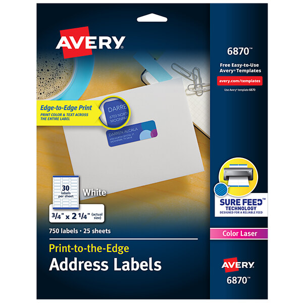 Avery® 3/4" x 2 1/4" White Print-to-the-Edge Address Labels - 750/Pack