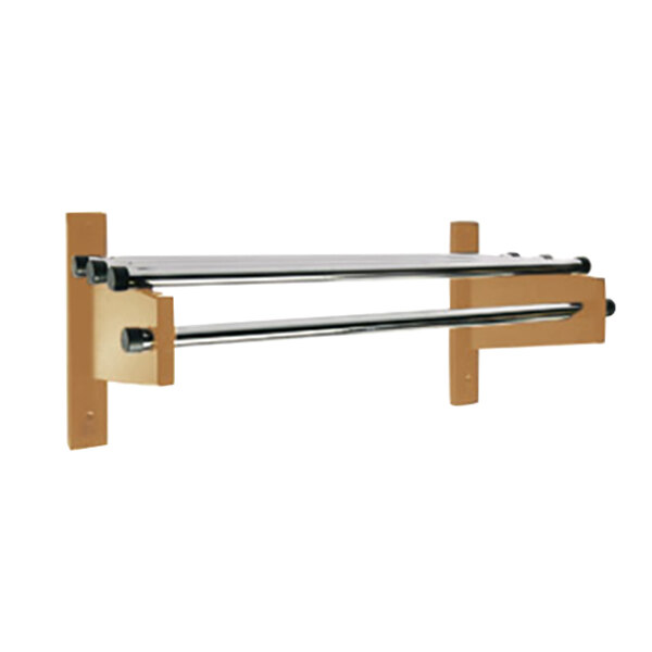 CSL TDEMB3336 36" Light Oak Wall Mount Coat Rack with Chrome Top Bars