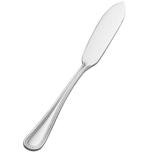 A Bon Chef stainless steel butter spreader with a handle.