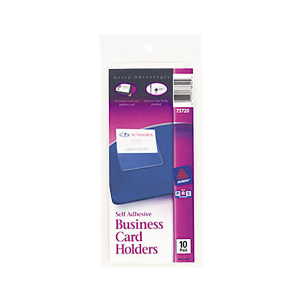 Avery® 73720 3 1/2" x 2" Self-Adhesive Business Card Holder - 10/Pack