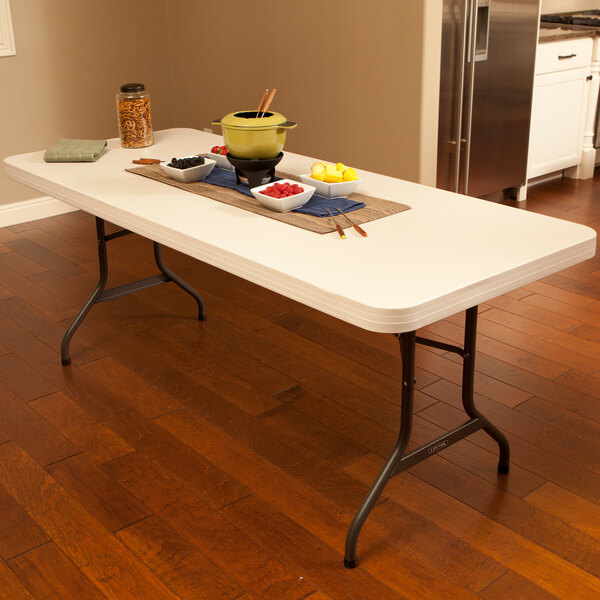 Lifetime Folding Table, 30" x 72" Plastic, Almond - 2900