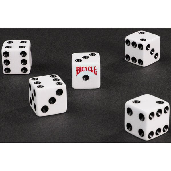 BICYCLE 5 DICE SET GAMES PLAYING DICES ACCESSORIES CASINO WHITE DICE LOGO NEW 