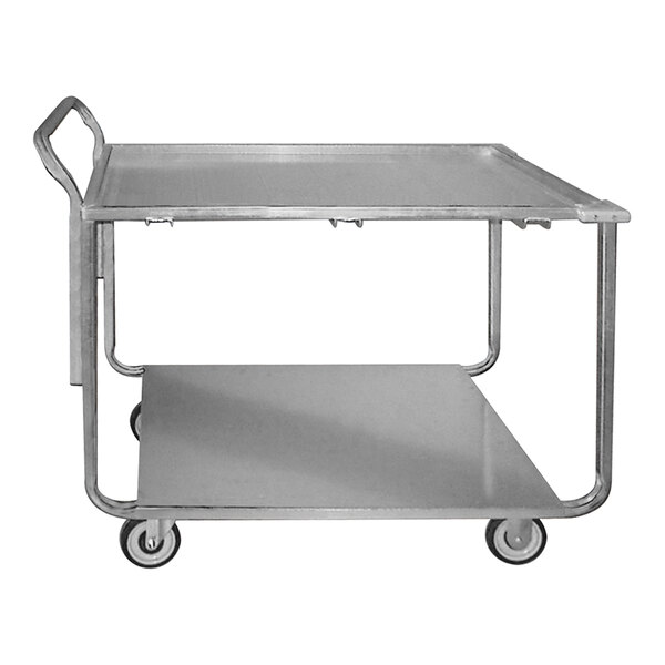 A Winholt galvanized steel utility cart with wheels and a shelf.