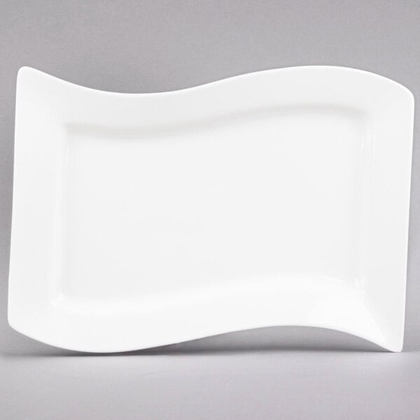 CAC MIA-12 Miami 10 1/2" x 6 3/4" Bone White Rectangular Porcelain Platter - 24/Case