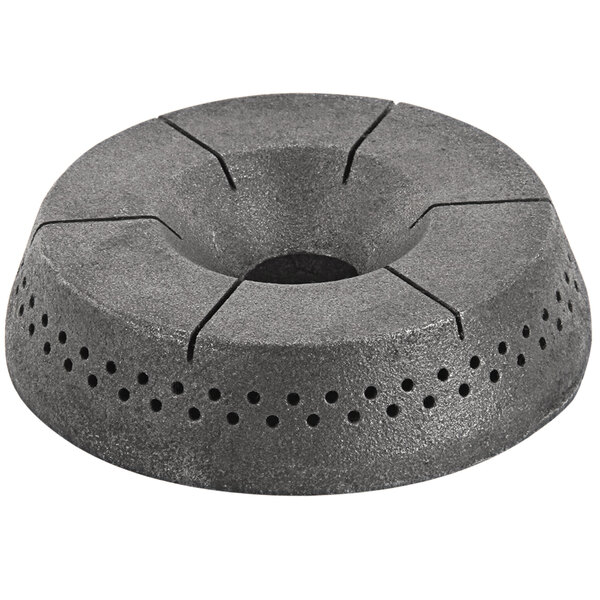 A black circular Vulcan burner head with holes.