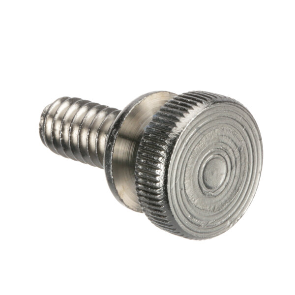 A close-up of a Scotsman screw with a metal nut.