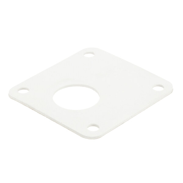 A white square gasket with a hole in the center.