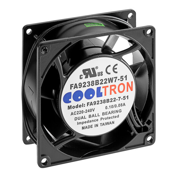 A black Cres Cor vent fan with a white label.
