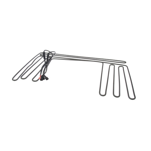 A black electrical element with wire hangers.